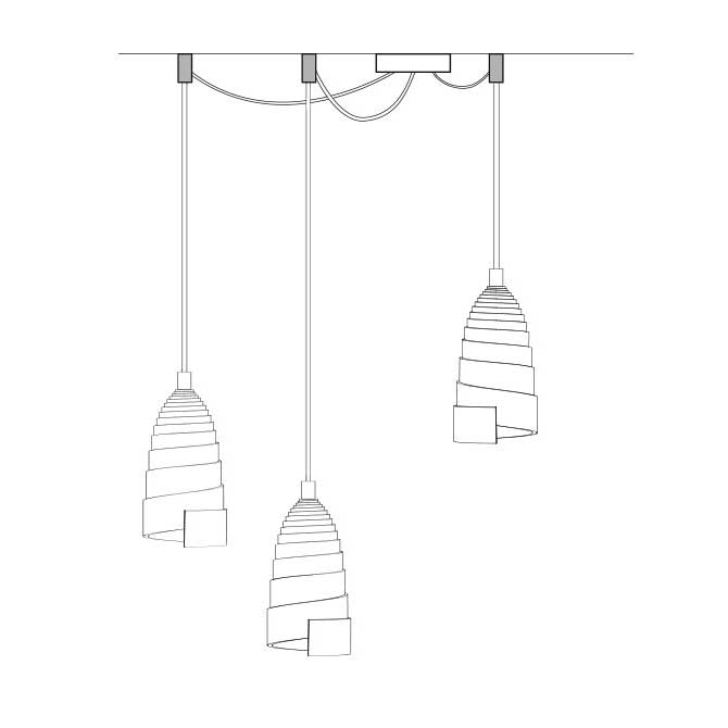 Luminaire suspension béton terracotta - Flanelle triple