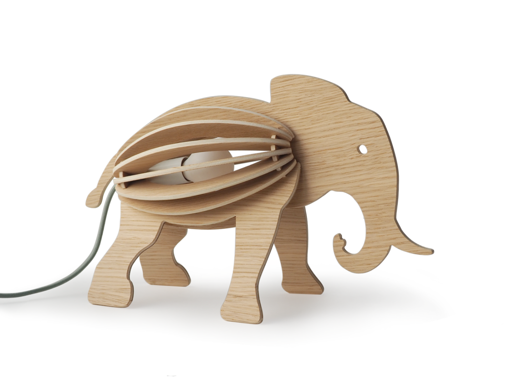 Lampe Enfant Vintage éléphant Tissu Vichy Beige Gris électrique Fonctionne