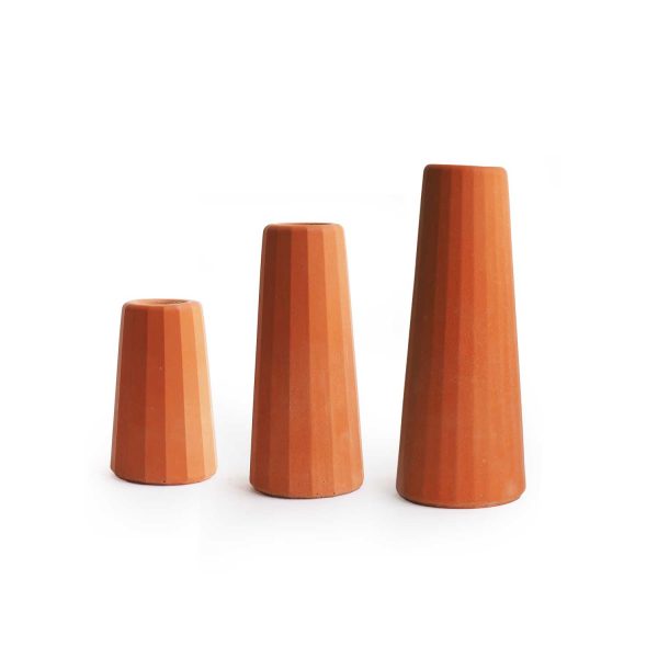 trio vase soliflore béton terracotta
