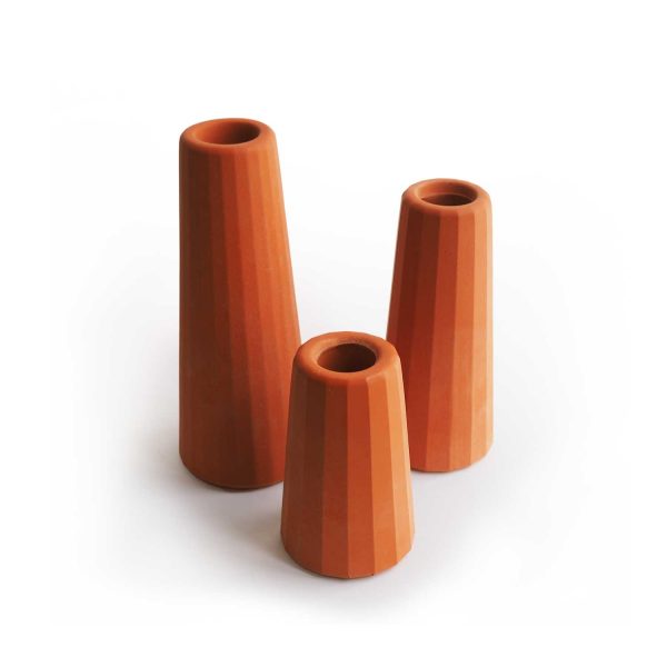trio vase soliflore béton terracotta